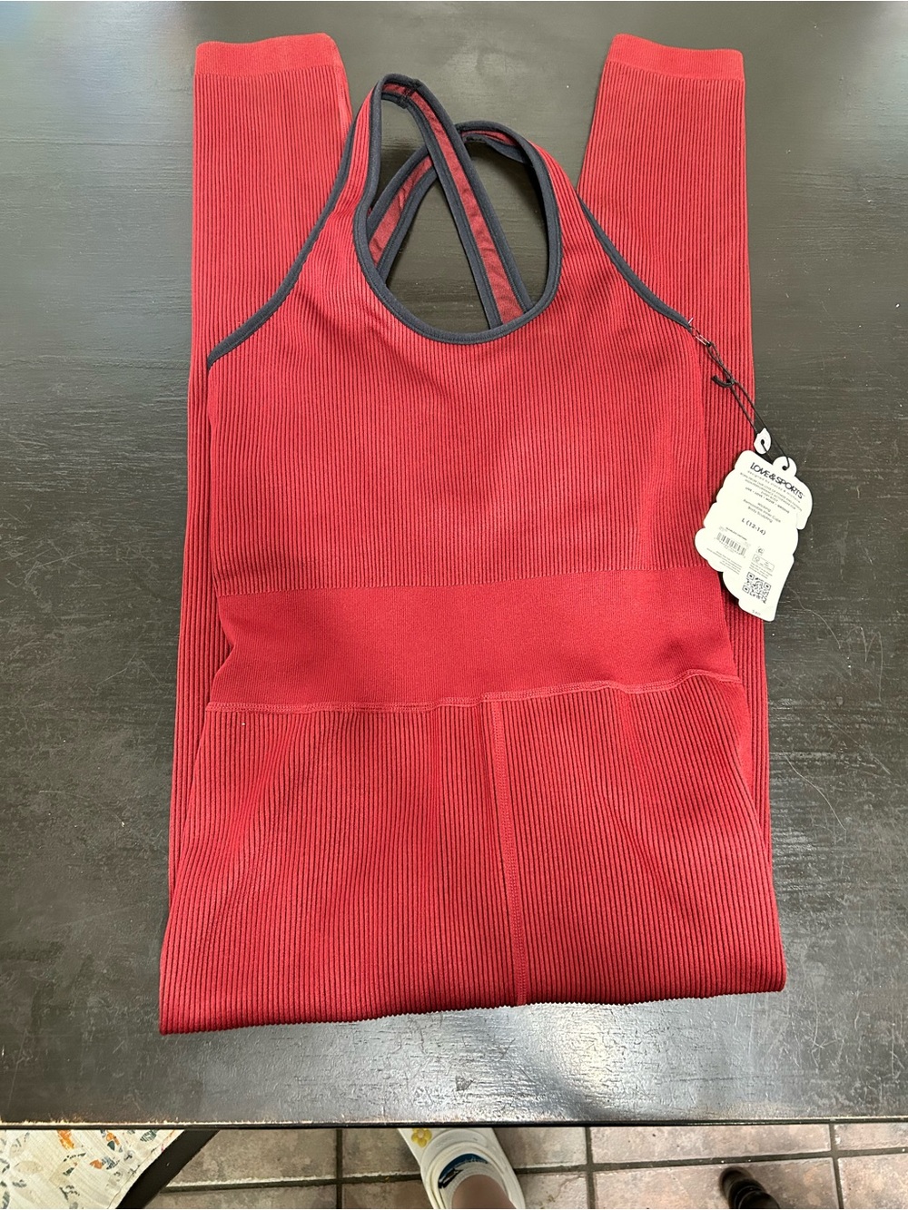 LOVE&SPORTS Red Ribbed Jumpsuit - Picture 2 of 4